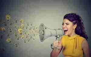 Excited Women with Megaphone