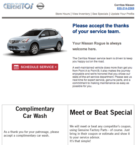 Complimentary Car Service Emails